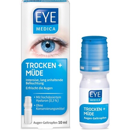 

EyeMedica Dry + Tired Gel Глазные капли для интенсивного и длительного увлажнения и освежения глаз с 0,3% высокой дозой гиалуроновой кислоты для уставших и сухих глаз 10мл