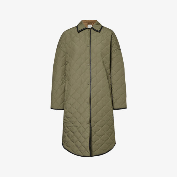 цена Стеганое пальто обычного кроя из переработанного полиэстера Toteme, цвет marsh 011