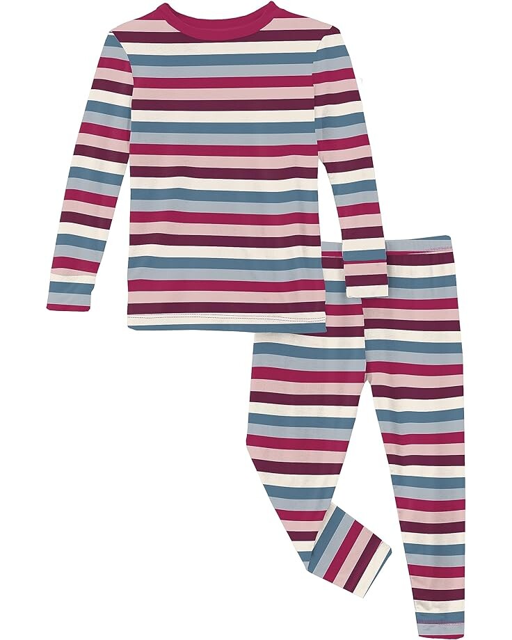 

Пижамный комплект Kickee Pants Long Sleeve Pajama Set, цвет Jingle Bell Stripe
