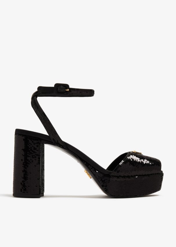 

Сандалии Prada Satin Platform, черный