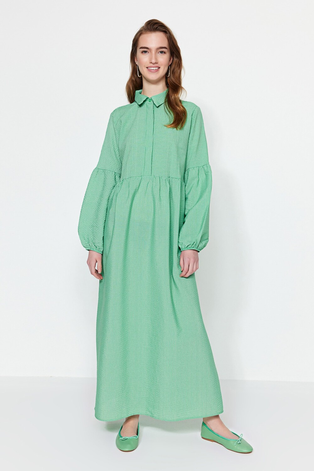 

Платье - Зеленый - Платье-рубашка Trendyol Modest, зеленый