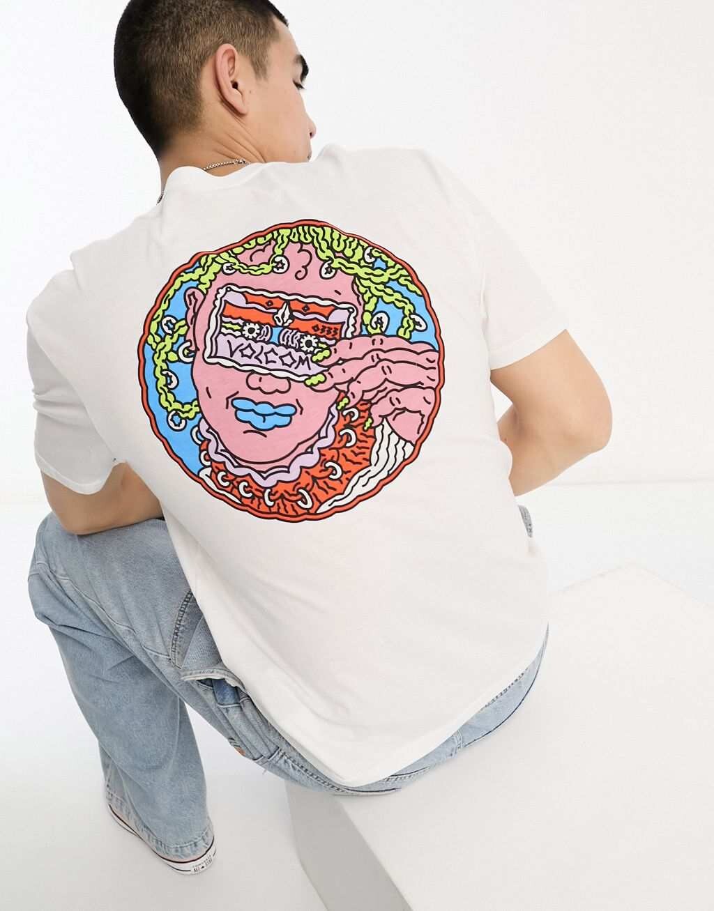 

Белая футболка с принтом на спине Volcom Connected Minds, Белый