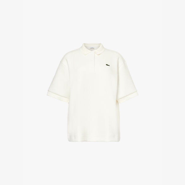 

Рубашка-Поло свободного кроя из хлопковой смеси с вышитым логотипом Lacoste, белый