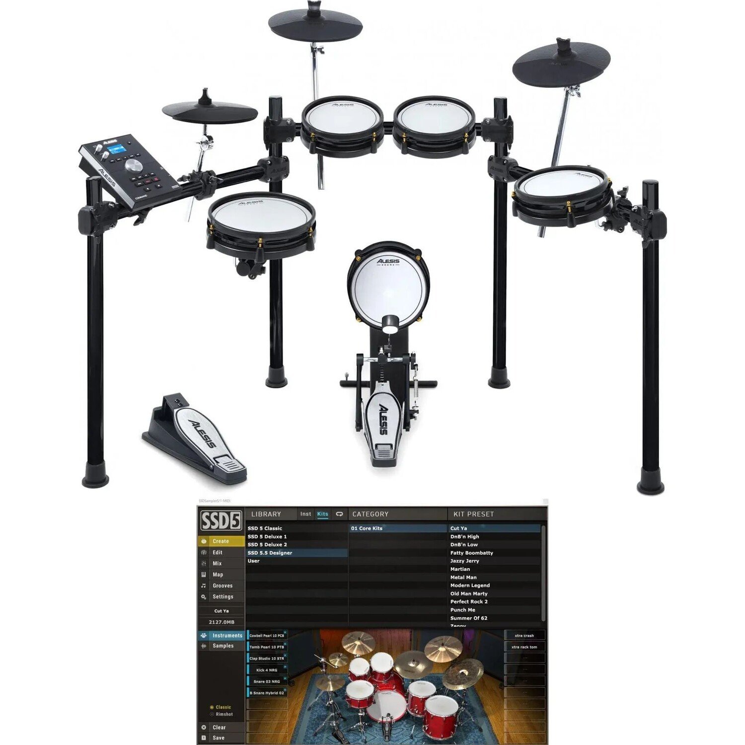 

Электронная ударная установка Alesis Command Special Edition Mesh и комплект подключаемых модулей программного обеспечения Steven Slate Virtual Drum