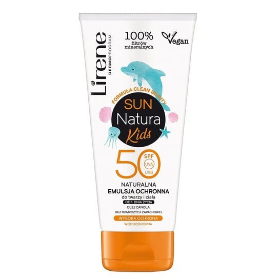 

Натуральная защитная эмульсия Spf50, 100 мл Lirene, Sun Natura Kids