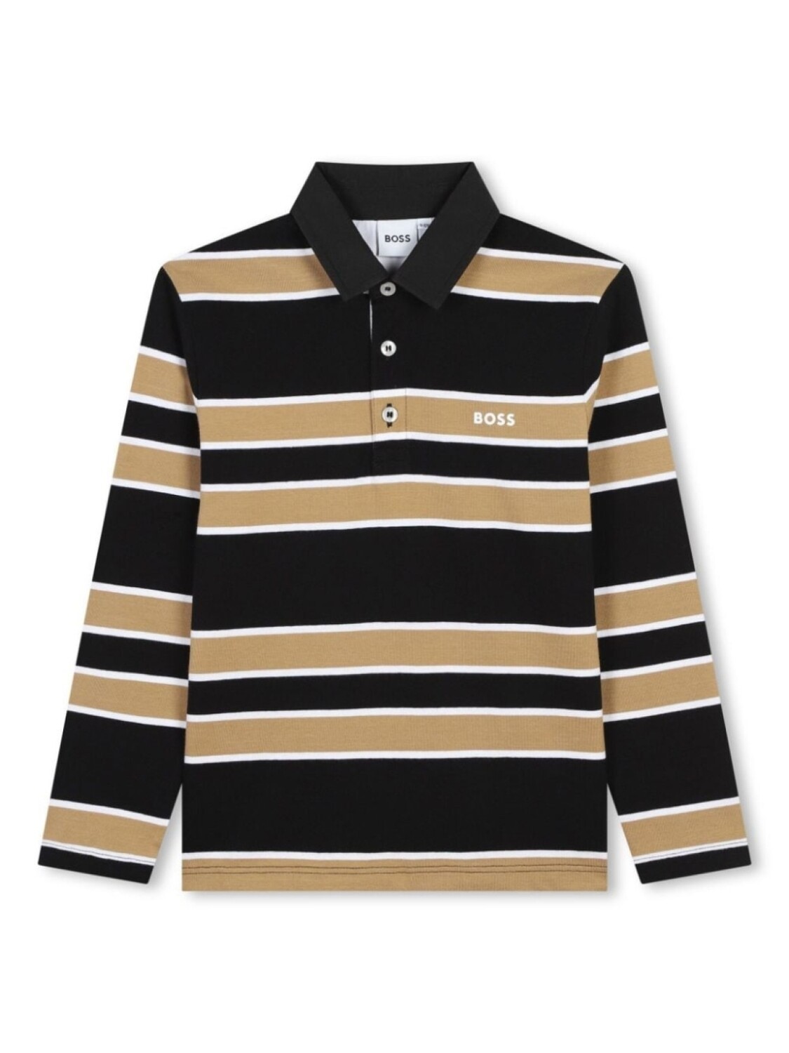 

BOSS Kidswear рубашка поло в полоску с логотипом, черный
