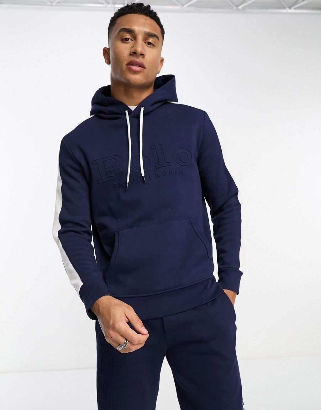 

Темно-синяя сетчатая худи с логотипом Polo Ralph Lauren CO-ORD