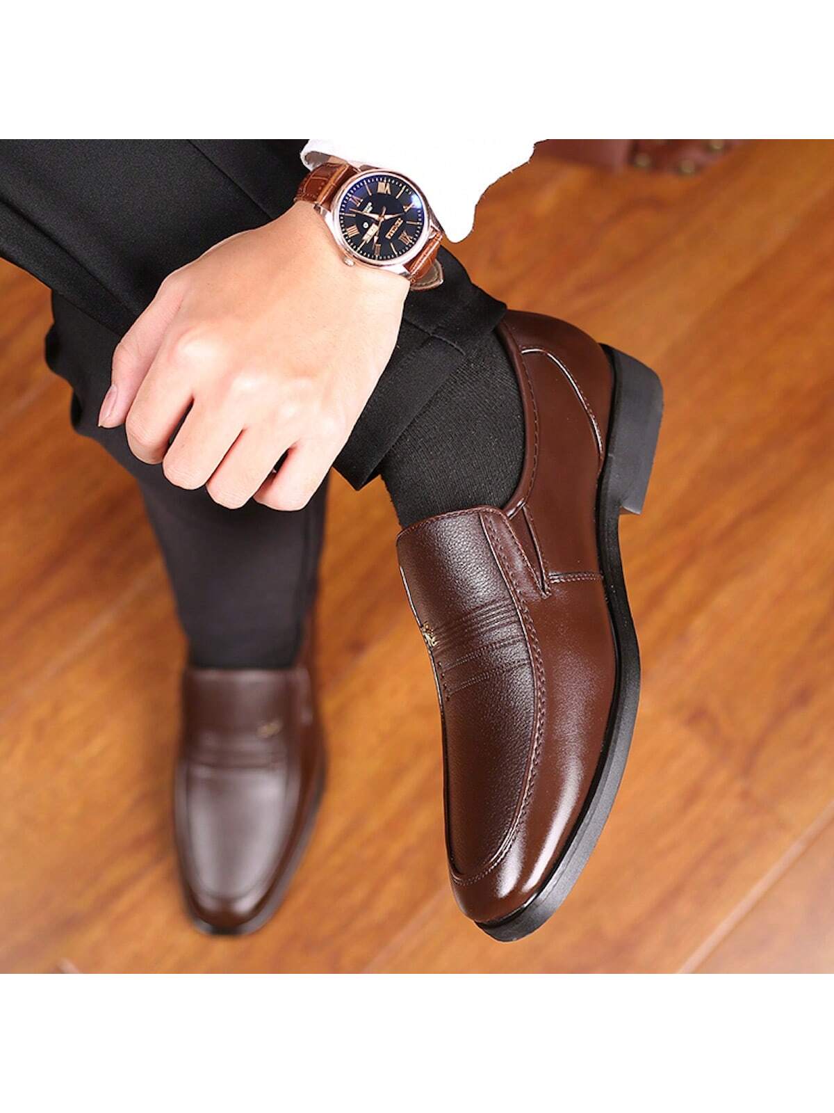 Мужская кожаная обувь, коричневый носки мужские классические хлопок деловые повседневные дышащие черные 1 пара осень зима