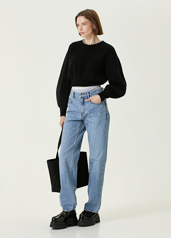 

Синие двухслойные джинсовые брюки T by Alexander Wang, Синий