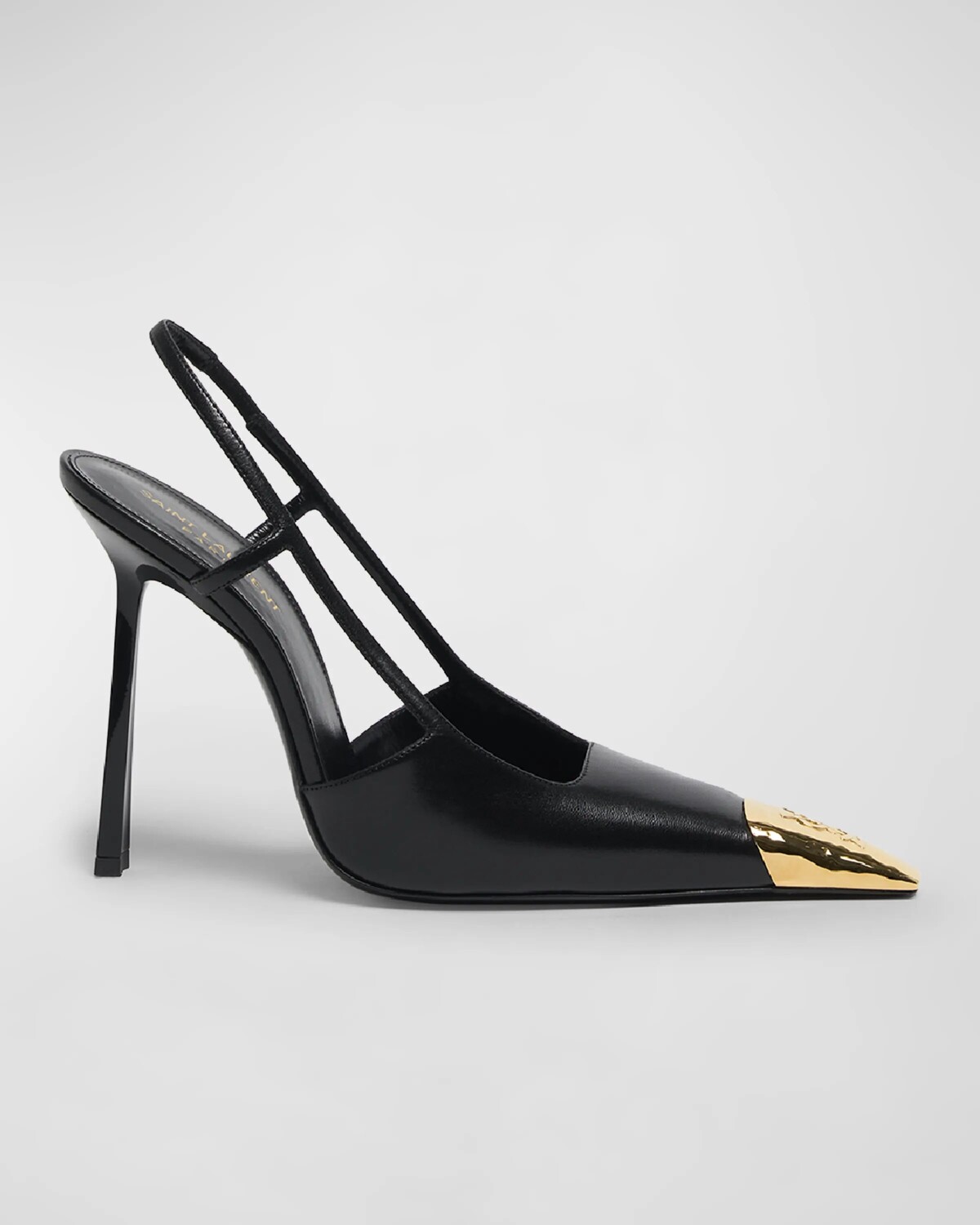 

Кожаные туфли Jeanne с пяткой на пятке и металлизированным носком Saint Laurent, черный