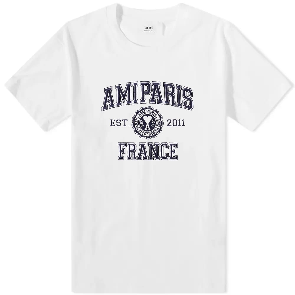 

Футболка с логотипом AMI Paris Varsity, белый