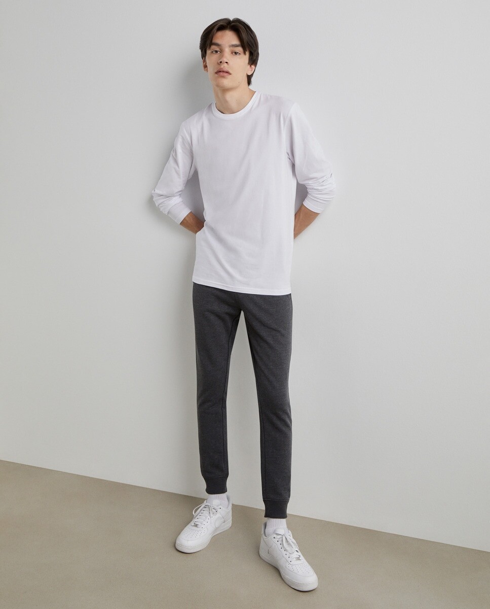 

Мужские однотонные плюшевые брюки стандартного кроя Easy Wear, темно-серый