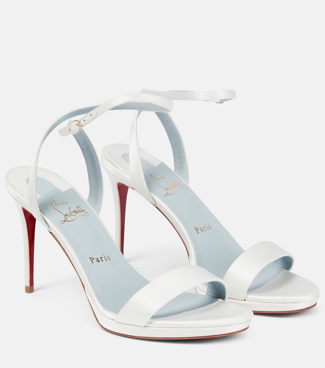

Атласные сандалии Loubi Queen 100 Christian Louboutin, белый
