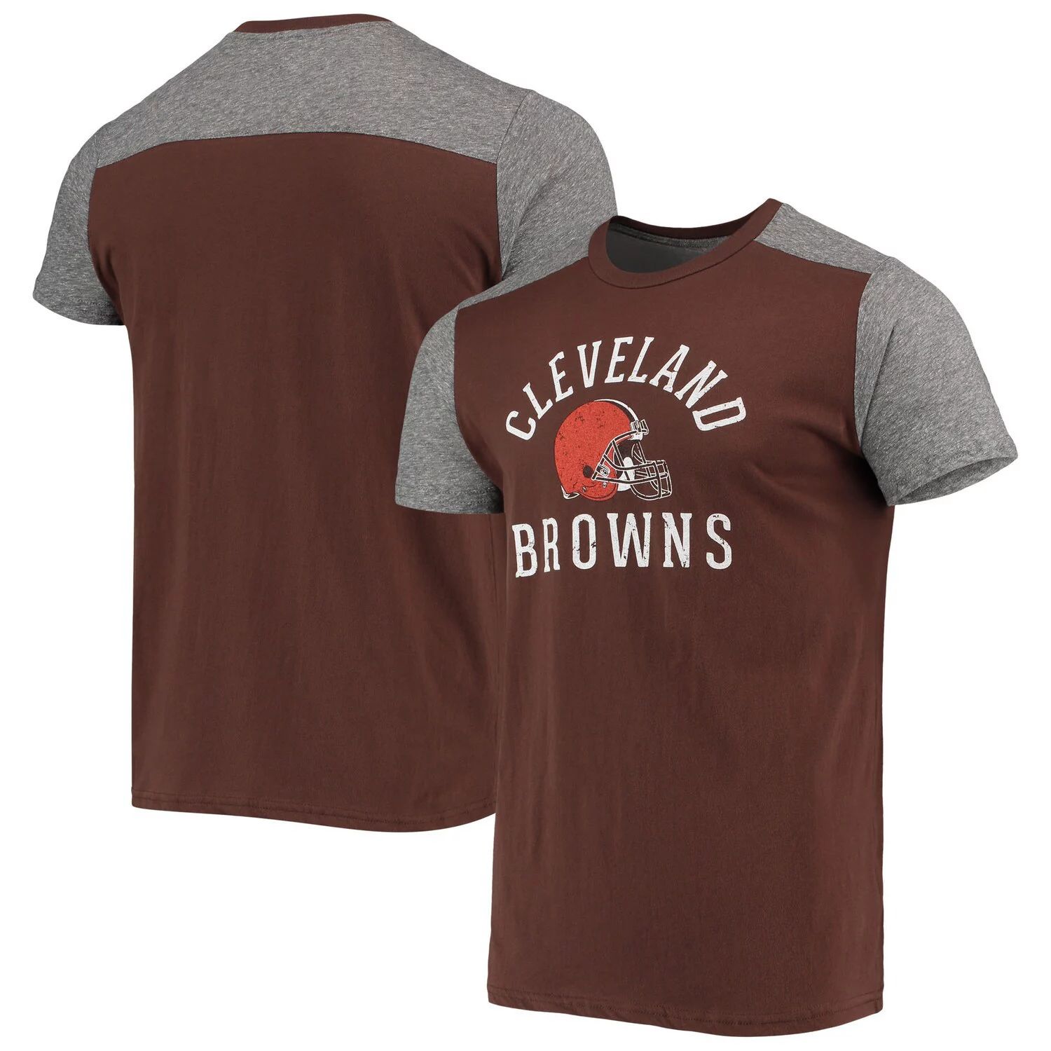 Мужская коричневая/серая футболка с нитками Cleveland Browns Field Goal Slub Majestic мужская футболка темно синего серого цвета с нитками houston texans field goal slub majestic
