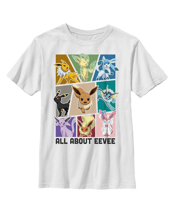 

Детская футболка Pokemon All About Eevee Eeveeloution для мальчиков Nintendo, белый