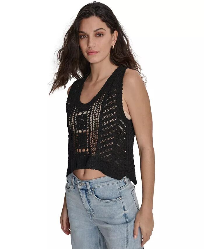 

Женский укороченный топ с круглым вырезом крючком DKNY Jeans, черный