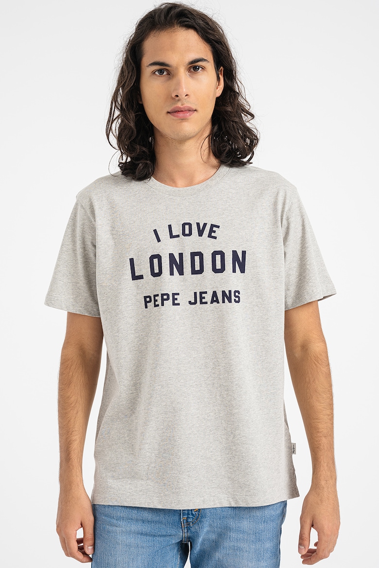 Хлопковая футболка с логотипом Pepe Jeans London, серый