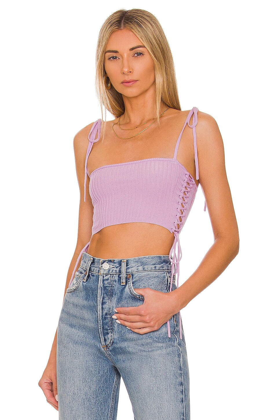 

Топ Camila Coelho Priscilla Knit Lace Up, фиолетовый