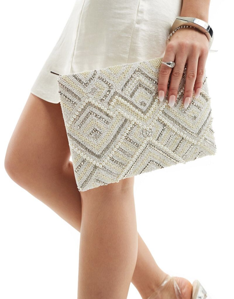 

Белый клатч с молнией и бриллиантами ASOS DESIGN
