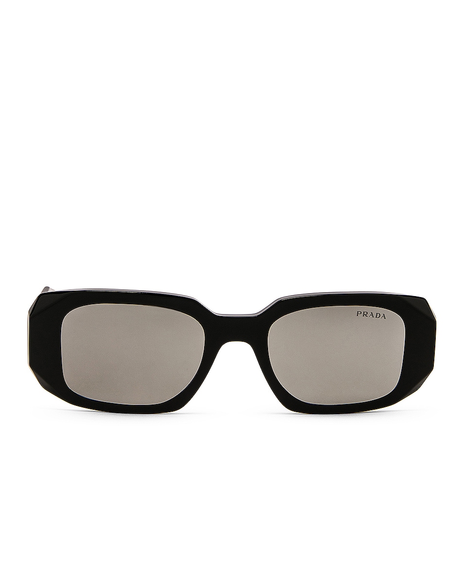 Солнцезащитные очки Prada Rectangle, цвет Black & Mirror Silver