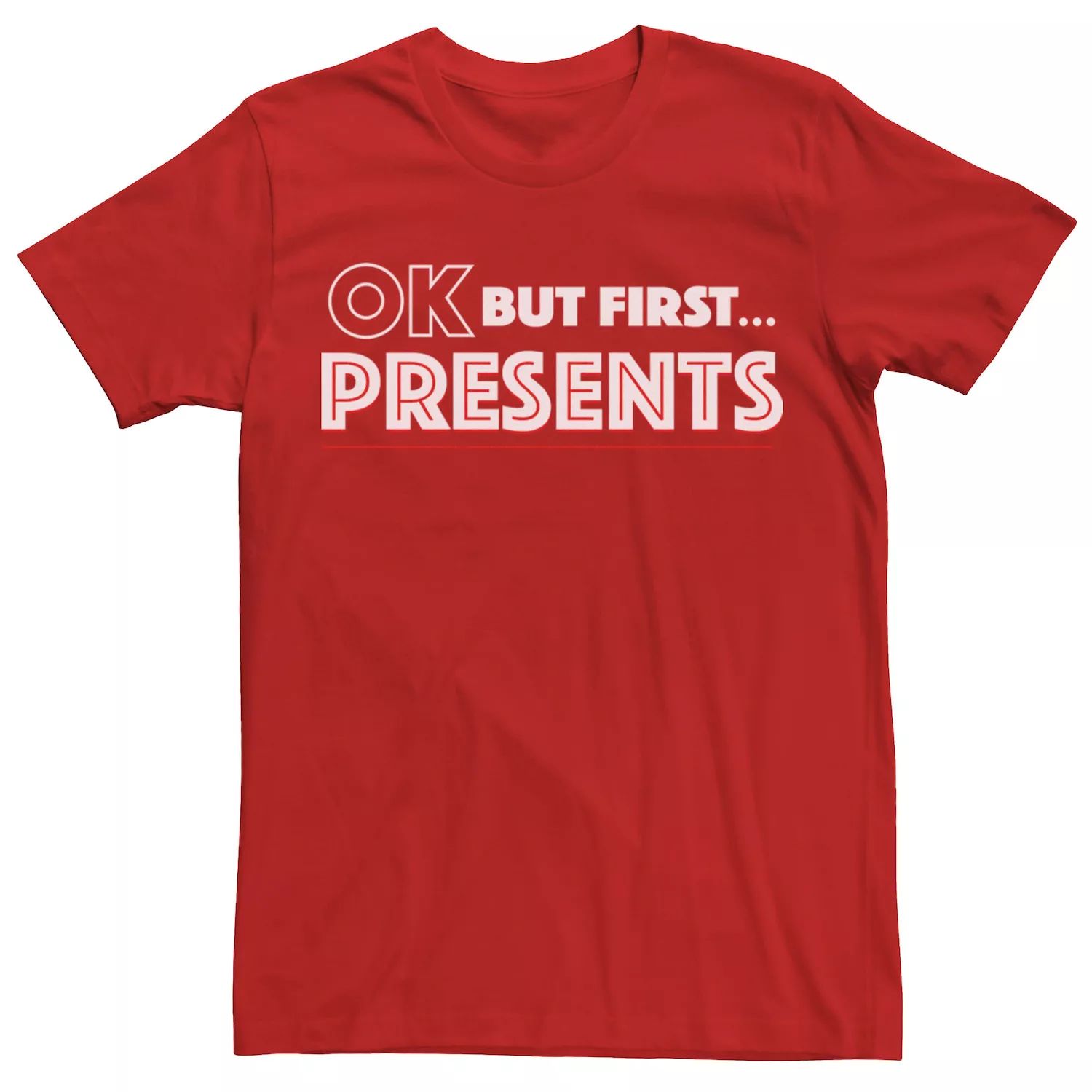 Мужская футболка с простой надписью «ОК, но сначала... подарки» Licensed Character