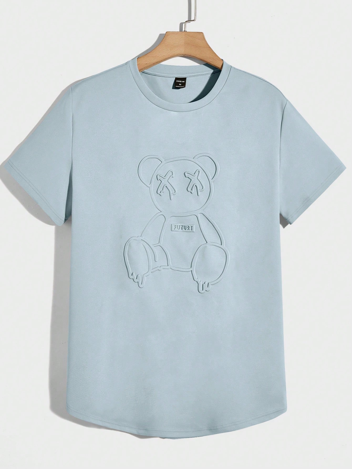 Мужская вязаная футболка Manfinity Hypemode с короткими рукавами и прессованным мишкой, голубые