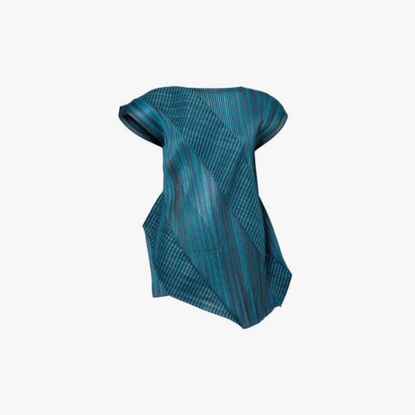 

Вязаный топ с узором в полоску в сентябре Pleats Please Issey Miyake, зеленый