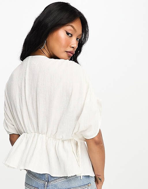 

Белый топ с глубоким вырезом и завязками ASOS DESIGN