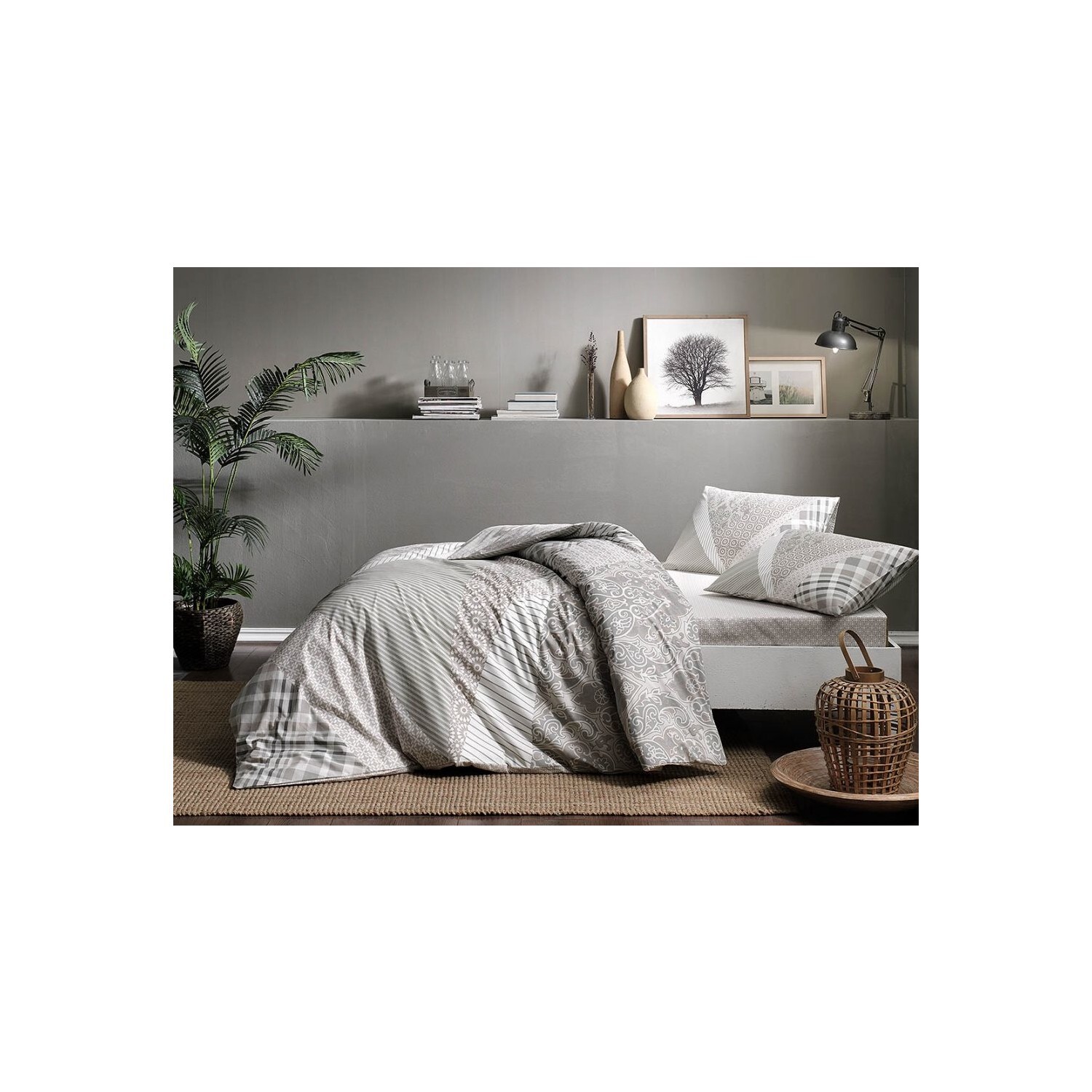 

Tac — Комплект постельного белья Saylor Grey из 100 % хлопка — двойной