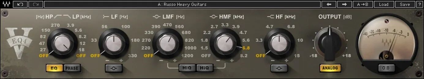 

Плагин 4-полосного эквалайзера Waves V-EQ4