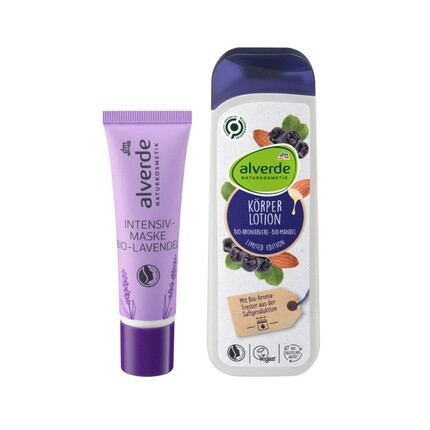

Набор для ухода за телом Naturkosmetik: интенсивная маска для лица с лавандой (30 мл), органический лосьон для тела с ягодами аронии и миндалем (250 мл), Alverde