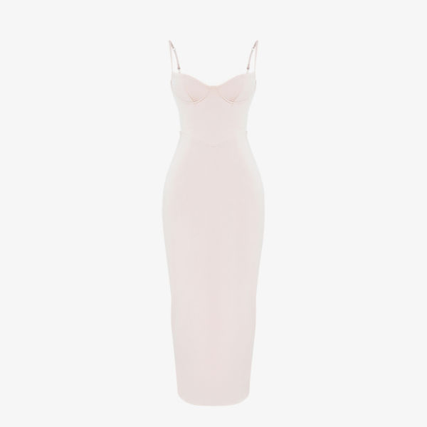 Приталенное атласное платье макси Stefania House Of Cb, цвет soft peach