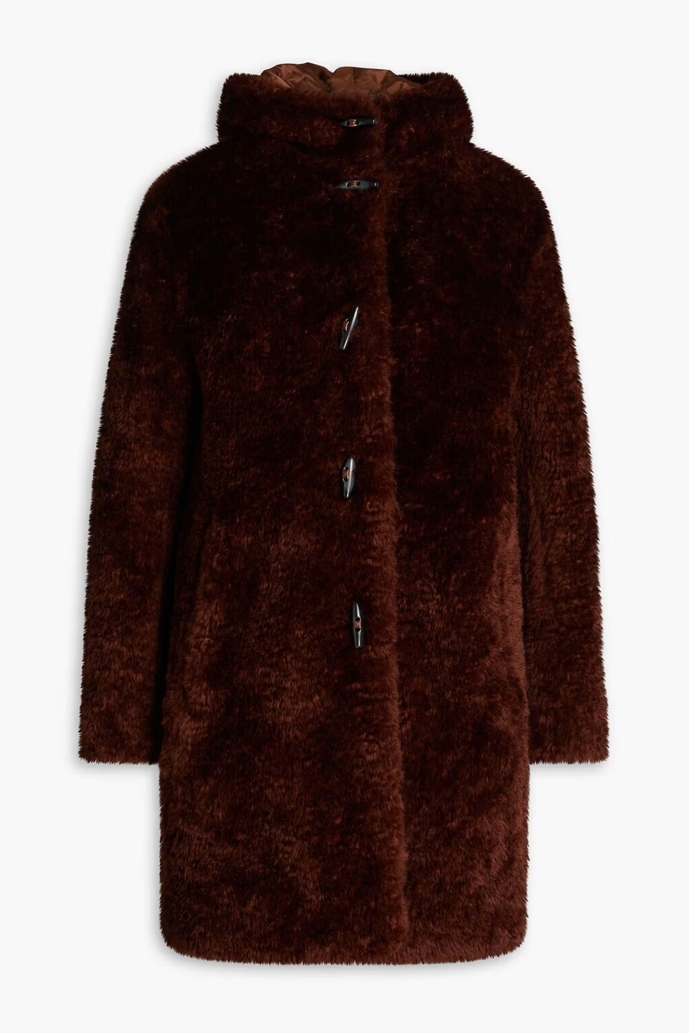 

Пальто с капюшоном из искусственной овчины Rag & Bone, темно коричневый