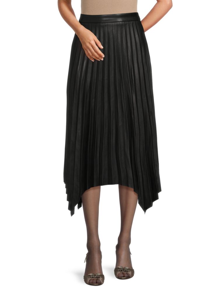 Асимметричная юбка-миди со складками T Tahari, черный