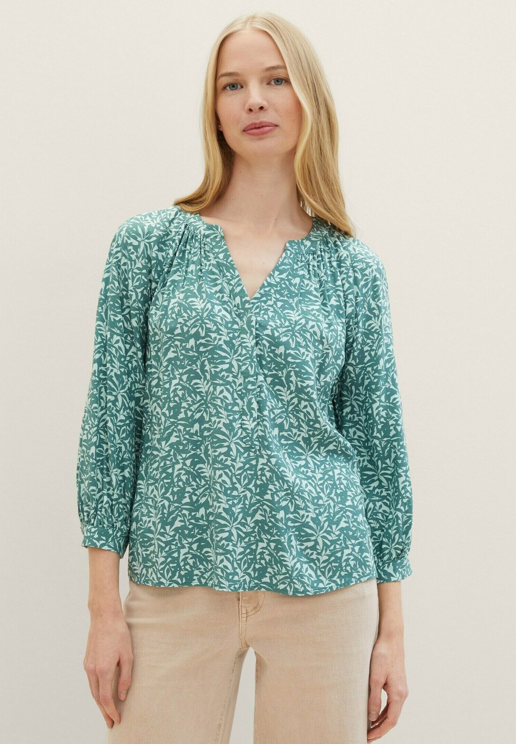 Блуза TOM TAILOR, цвет green abstract leaf print
