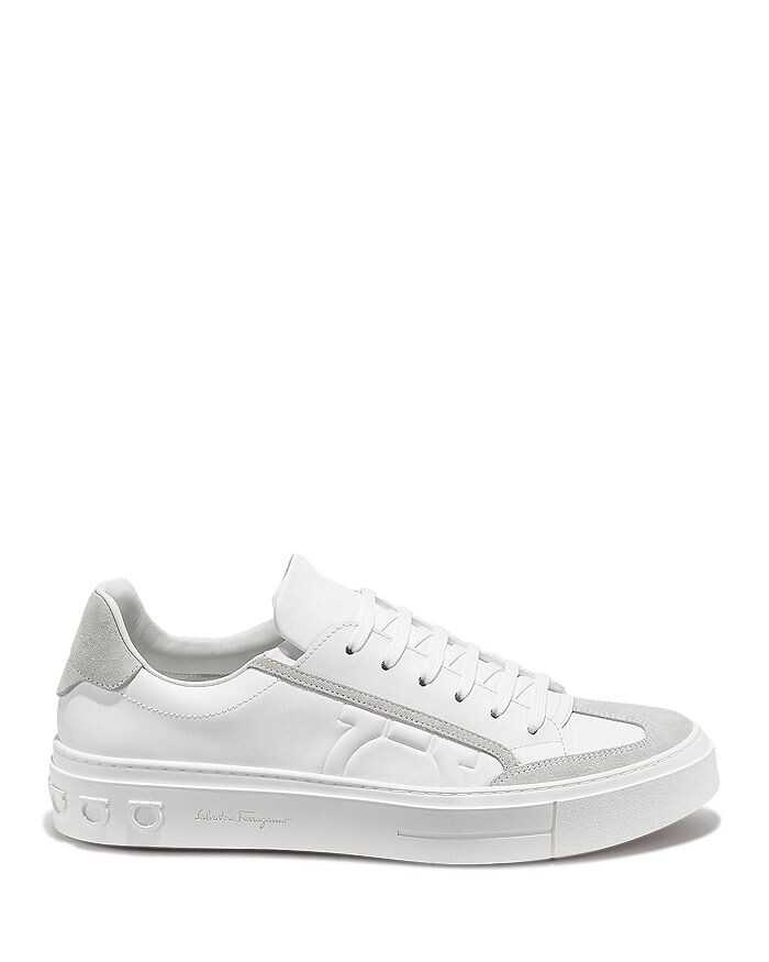

Мужские кроссовки Salvatore Ferragamo Borg Gancini из кожи и замши, белый