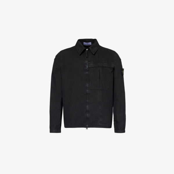

Свободная хлопковая верхняя рубашка Compass-Badge Stone Island, черный