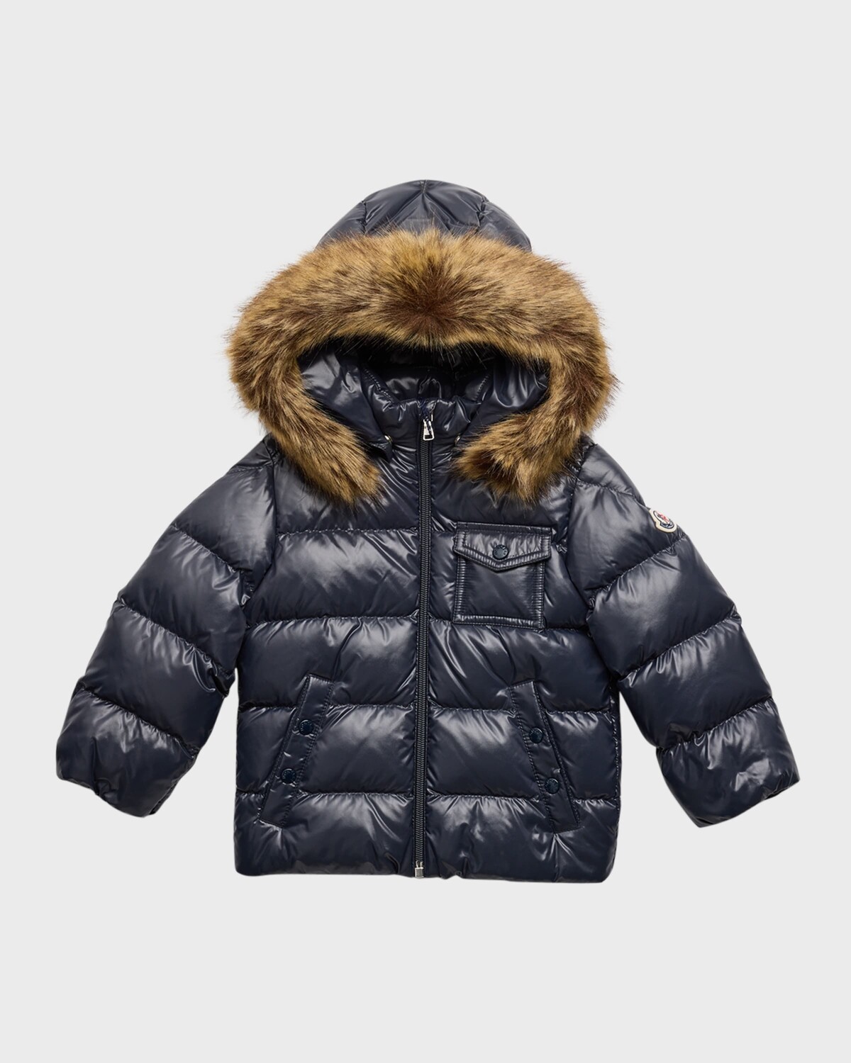 

Детская стеганая куртка из искусственного меха-пуховика, размер 3М-3 Moncler, цвет Navy