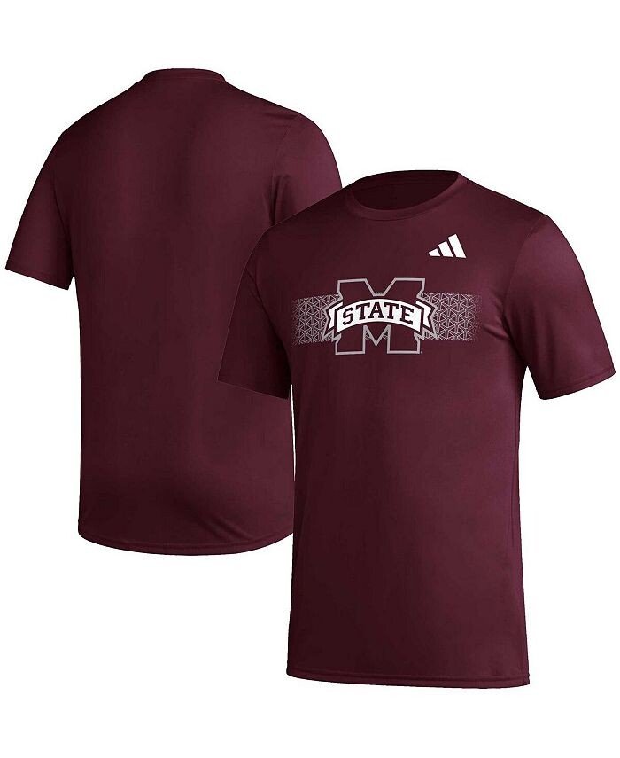 

Мужская темно-бордовая футболка Mississippi State Bulldogs Pregame AEROREADY adidas, красный