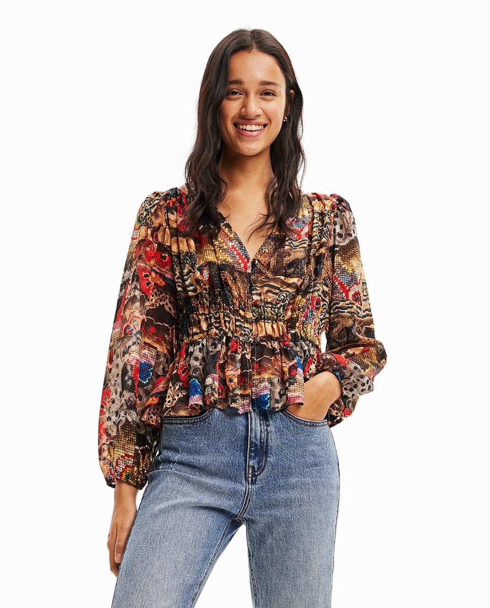 

Гобеленовая блузка. Дизайн М. Кристиана Лакруа Desigual, коричневый