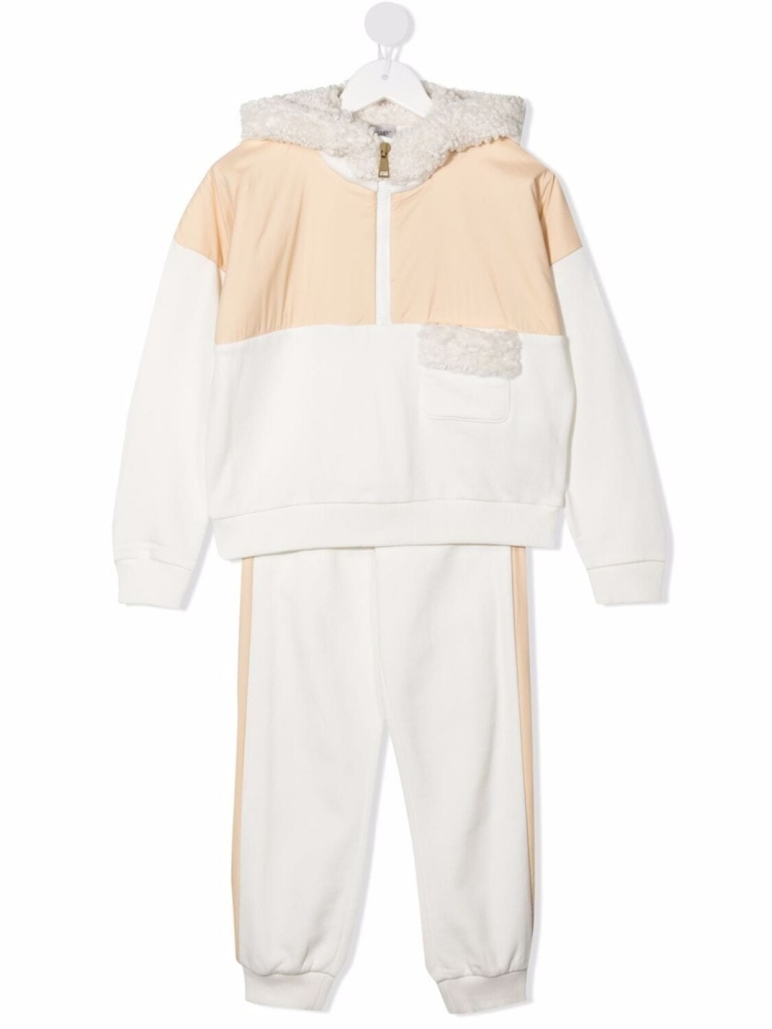 

Спортивный костюм в стиле колор-блок Moncler Enfant, бежевый