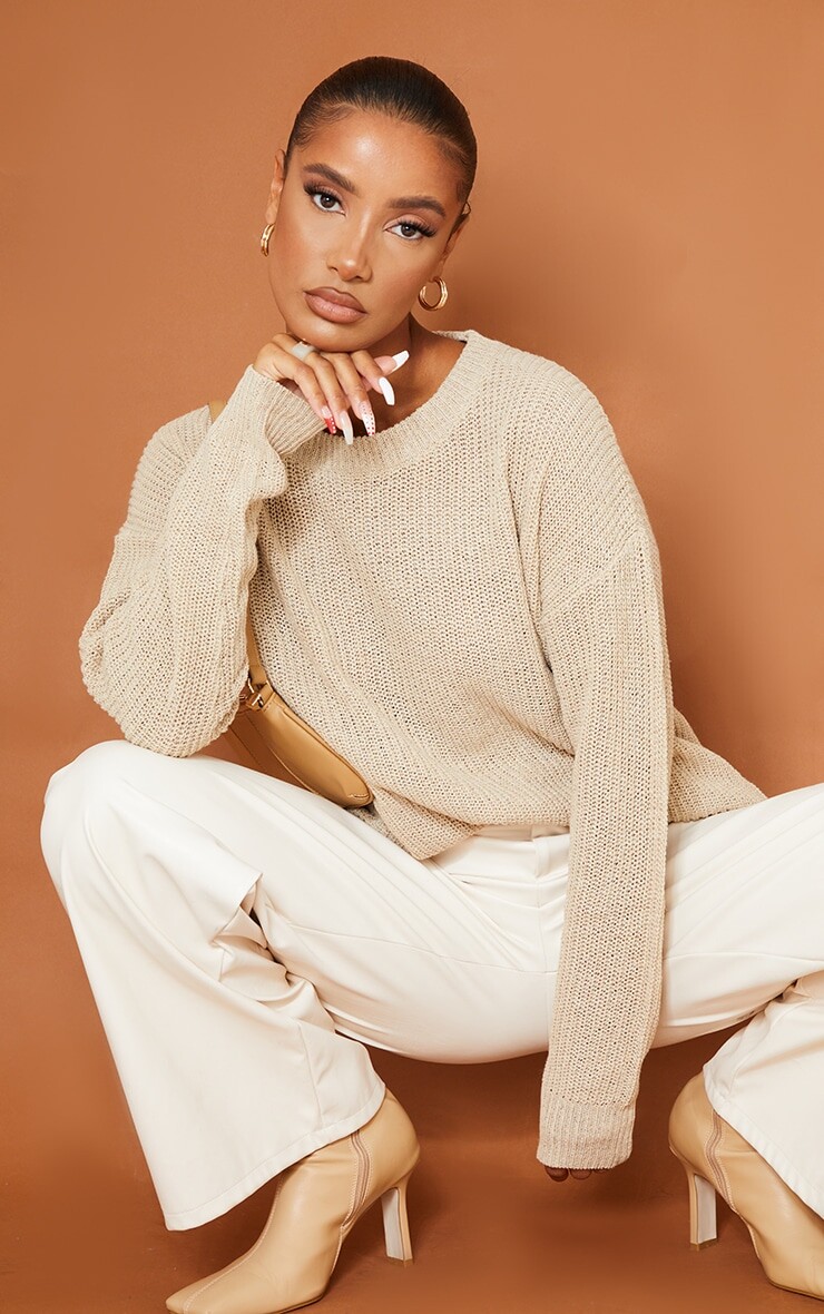 

PrettyLittleThing Базовый вязаный джемпер Stone с круглым вырезом