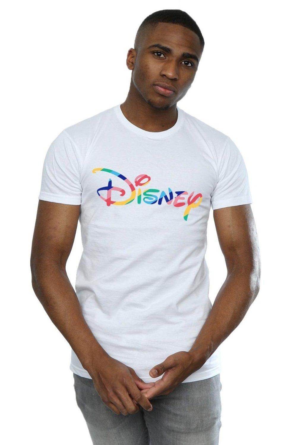 цена Футболка с радужным логотипом Disney, белый