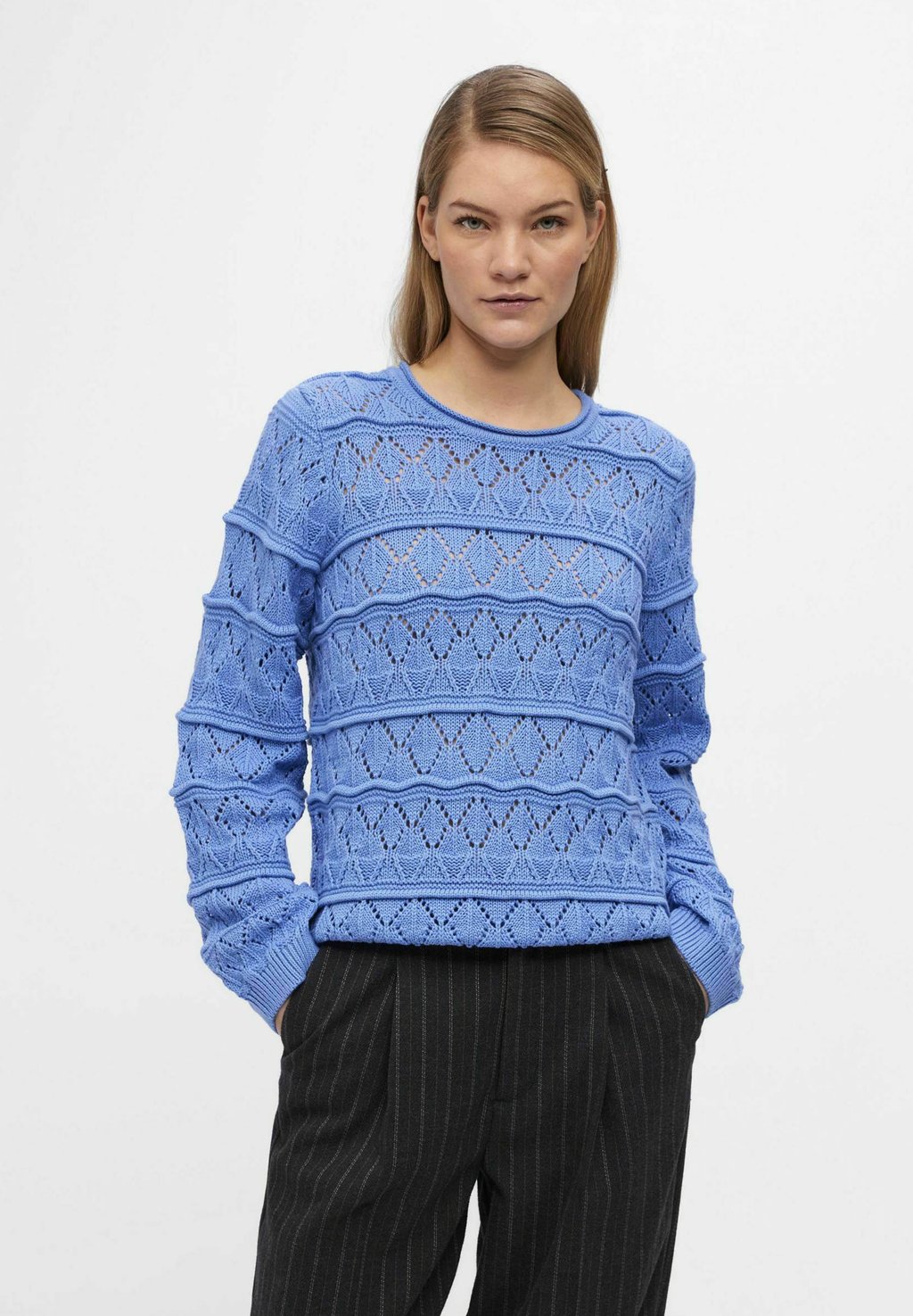 Вязаный свитер Object, синий