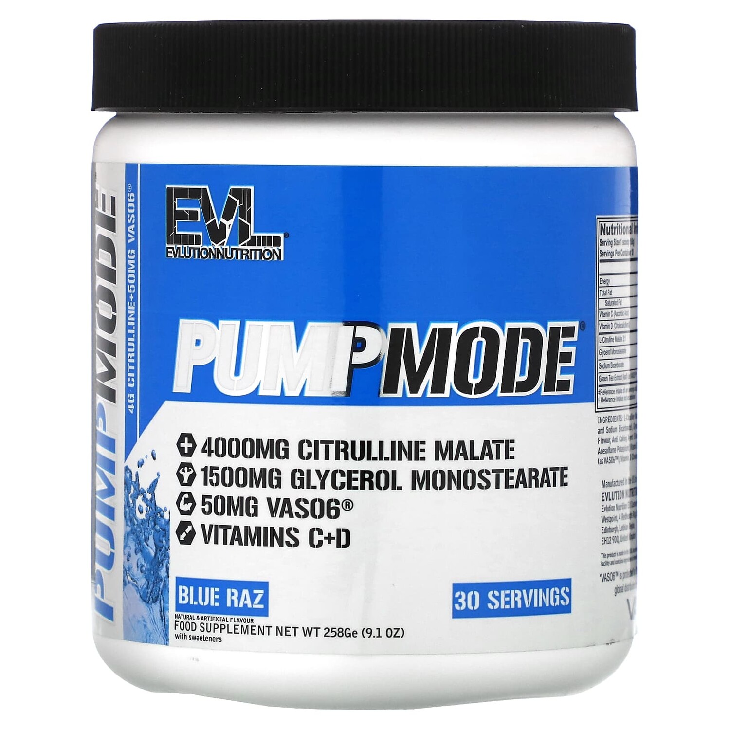 

PumpMode, Blue Raz, 258 г (9,1 унции), EVLution Nutrition