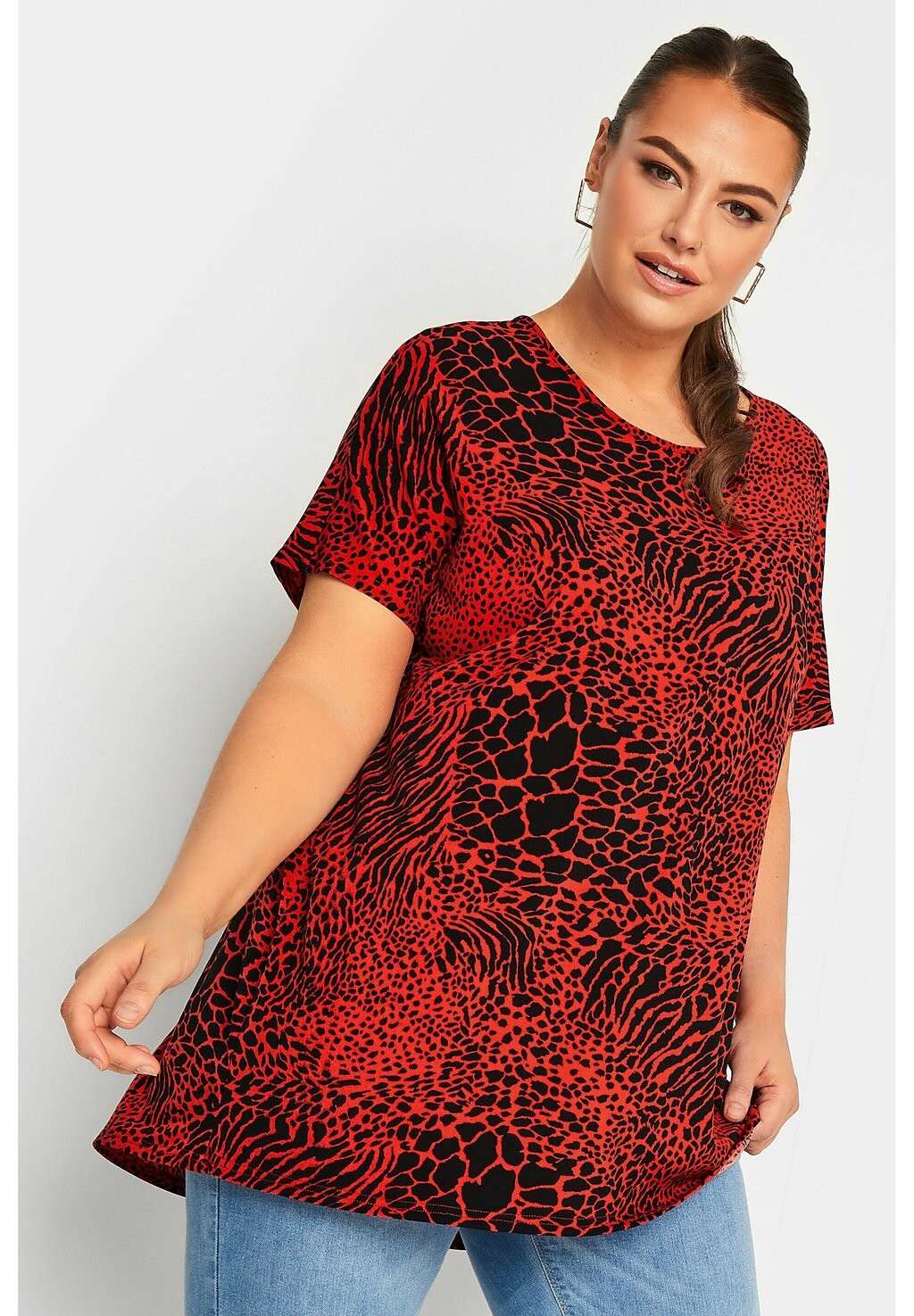 Футболка с принтом ANIMAL PRINT Yours Clothing, цвет red