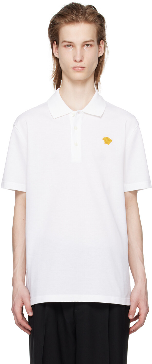 

Белая футболка-поло с Медузой Versace, цвет Optical white
