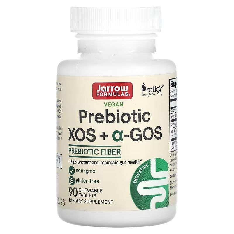 Jarrow Formulas Пребиотик XOS + a-GOS пребиотическая клетчатка 90 жевательных таблеток yumv s пребиотическая клетчатка zero ягодный 2 г 60 жевательных таблеток