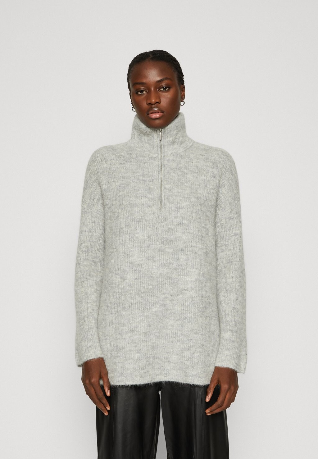 

Свитер SLFSIA LONG HIGH NECK Selected Femme, светло-серый меланж