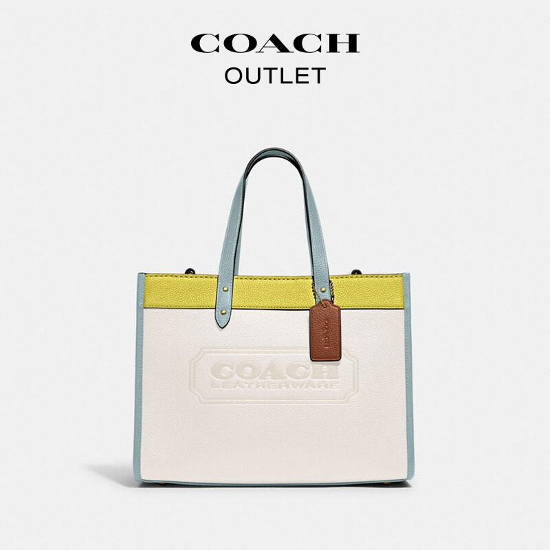 

Сумка женская Coach Outlet № 30 с цветными блоками, белый / лаймовый